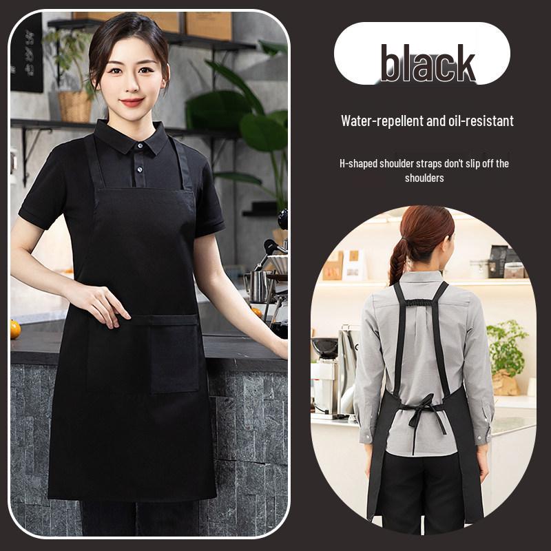 2026 Black Waterproof Waist Apron: Catering, Coffee, Milk Tea - Printed Logo, Oil-Proof, Hotel & Kitchen Use