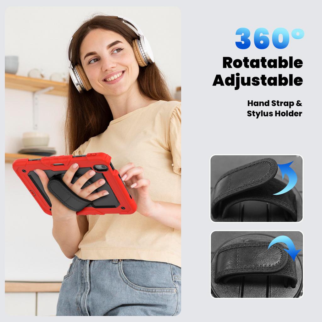 Heavy Duty Full-Body Protective Case for iPad 10 9.7 Pro Air 11 A16 Shockproof Cover Screen Protector Hand Shoulder Strap Stand