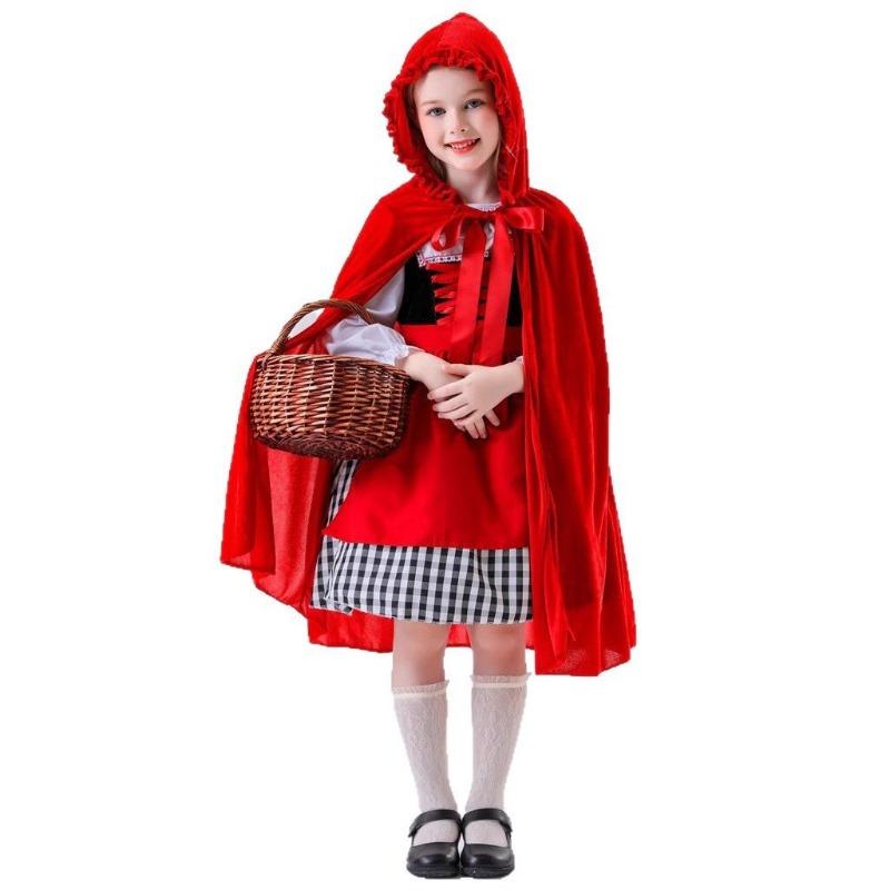 Halloween costume Little Red Riding Hood dress red cape hooded cape parent-child drama costume
