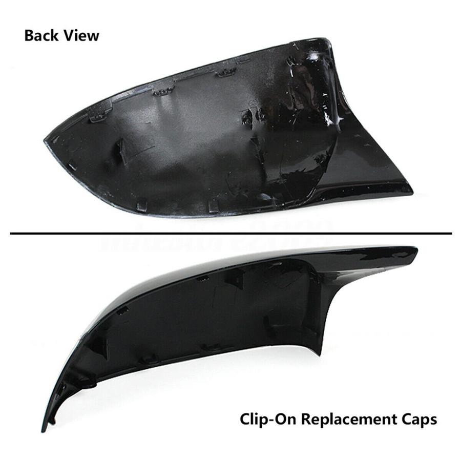 2x Glossy Black Rear View Side Mirror Cover Cap For BMW F15 F16 X5 X6 2014-2018