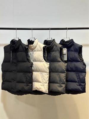 Unisex Black Label Stand Collar Down Vest - Warm, Thickened, Sleeveless, Short Gilet for Autumn/Winter.
