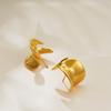 Polished Stainless Steel Twisted C Shaped Stud Earrings for Women Gold Plated Geometric Hoops Huggie Jewelry Rust Proof Gifts