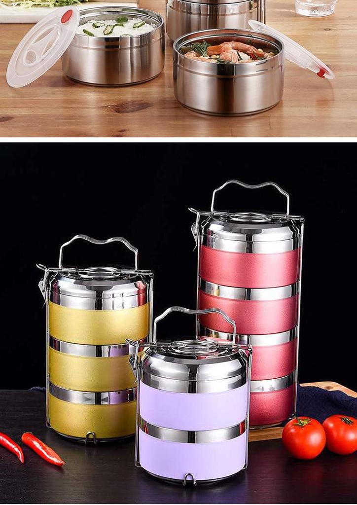 Isolierte Mehrschicht-Bento-Lunchbox aus Edelstahl – Großes Fassungsvermögen, Tragbar, Auslaufsicherer Lebensmittelbehälter für Berufstätige