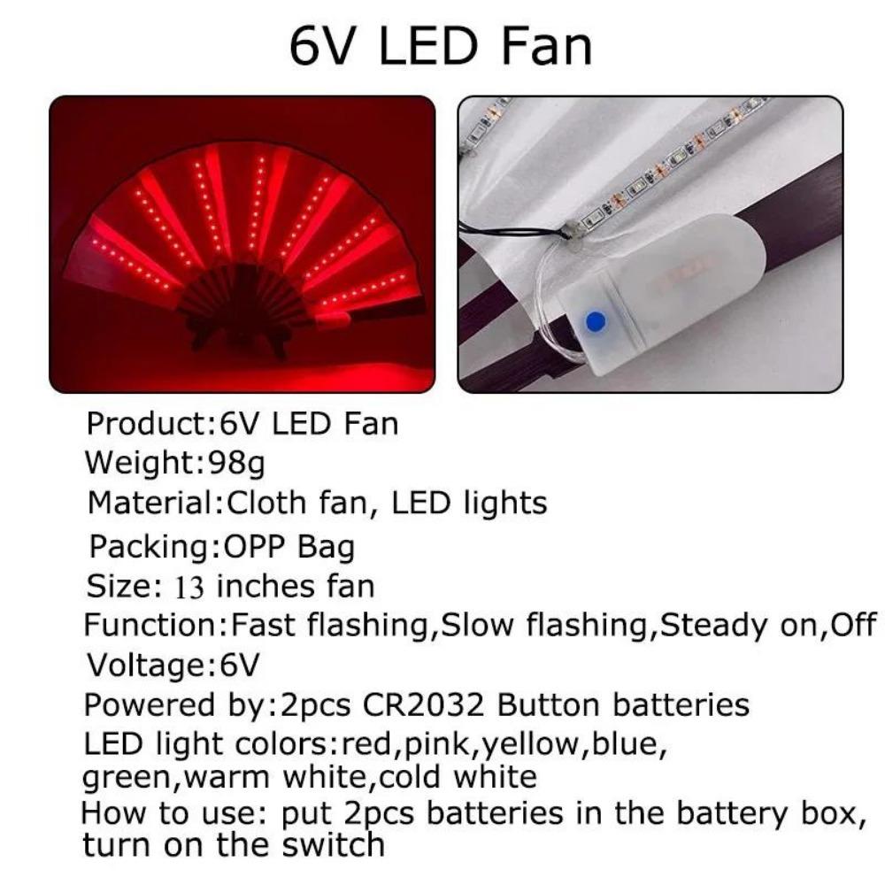 Éventail Lumineux LED Pliable - Changement De Couleurs - Pour Fêtes Et Danse - Télécommande Incluse