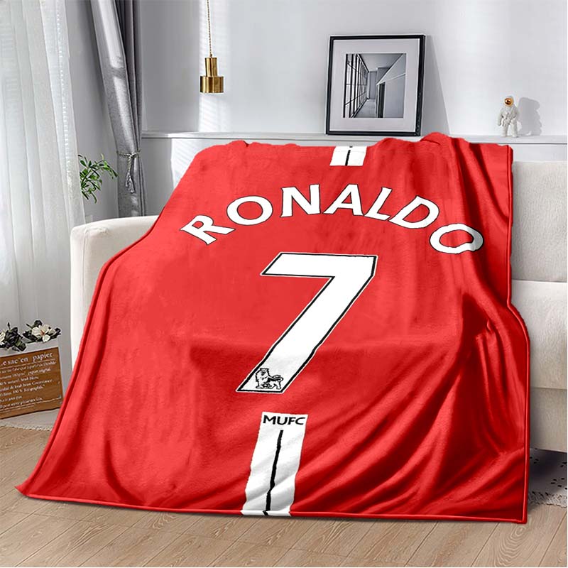 Portugal Ronaldo No.7 Print Flannel Throw Blanket Soft Warm Sofa Bed Cover For Football Fans Kids Teens