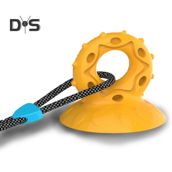 Hundeleke Ball med Sugekopp for Aggressive Tyggere Interaktivt Trekkeleke Valpe Tenner Utleveringsball Selvlek Matballleke