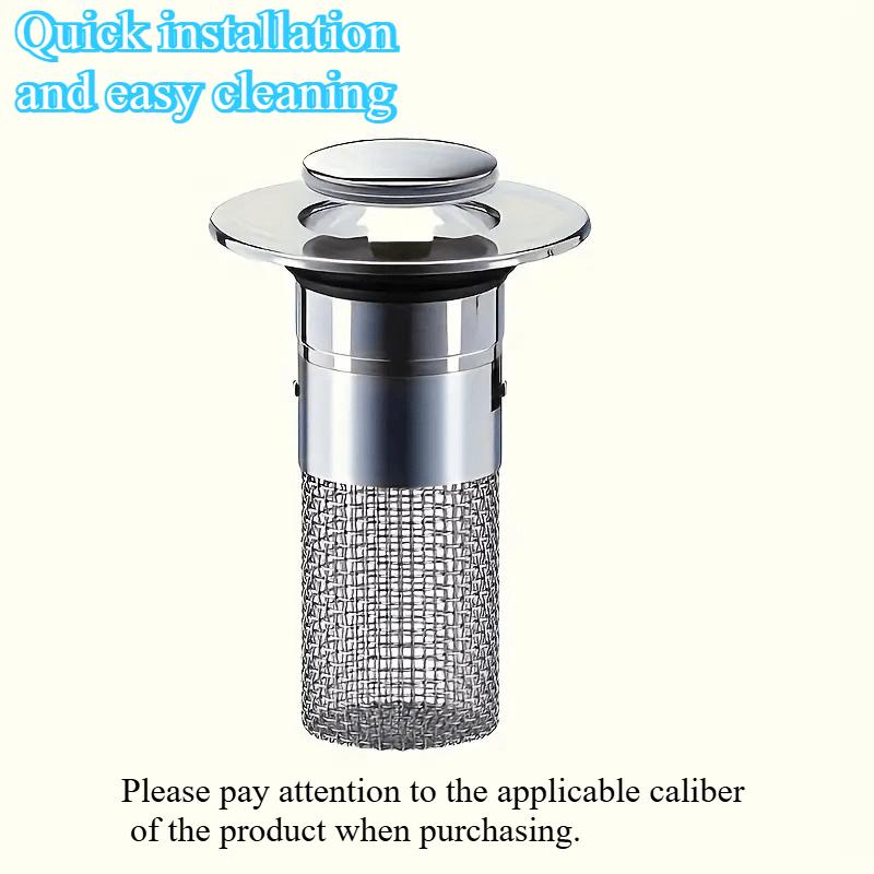 Stainless Steel Telescopic Sink Drain Plug Bathroom Hair Filter Net Easy to Install And Clean Double-Layer Anti-Clogging Filter