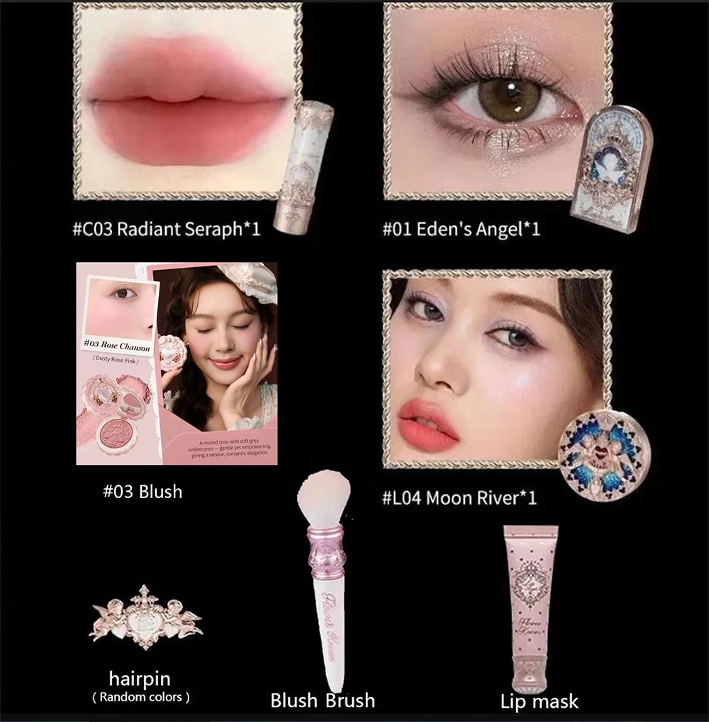Flower Know Little Angel Collectie Make-up Cadeaubox Oogschaduw Blusher Crème Matte Lippenstift Highlighter Volledige Set Alles-in-één
