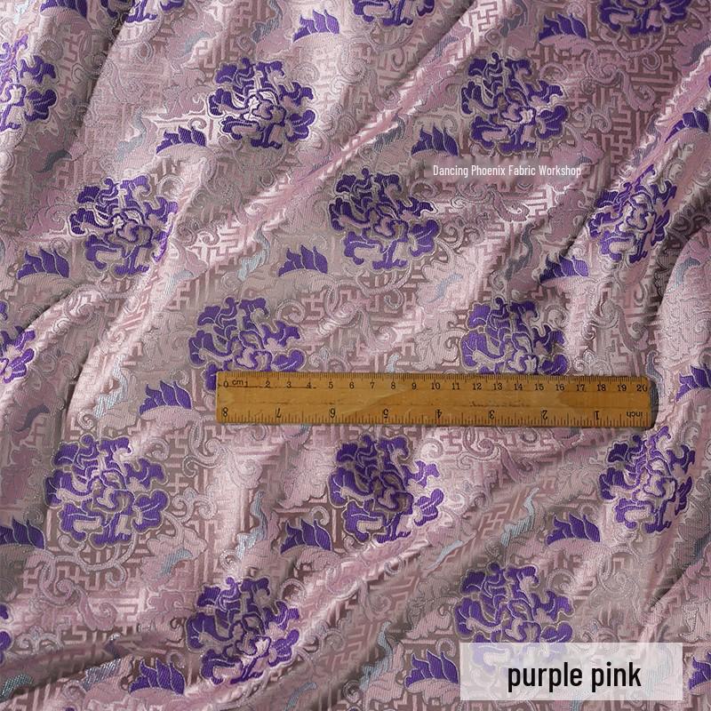 Tkanina płaszczowa z brokatu jedwabnego w stylu Yang Mi Peony Jacquard