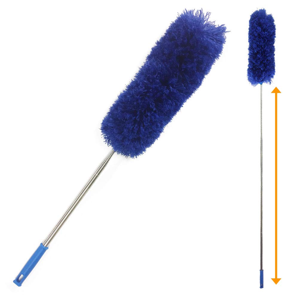 Extendable Cleaning Mop To Bendable Mop Cleaning Adjustable Length [Up 285cm] Head, High-Speed Brush, Microfiber, Extra-Long Duster, Removable, (Blue)