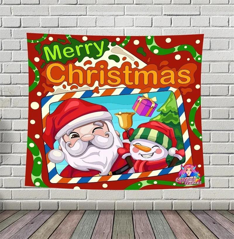 Christmas Cute Cartoon Tapestry Living Room Sofa Home Decoration Christmas Gift