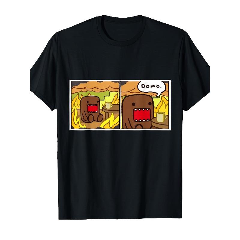 Domo Merchandise Y2k Era Everything Is Fine TShirt Summer Unisexs And Unisexs Loose And Breathable Cotton TShirt Top S