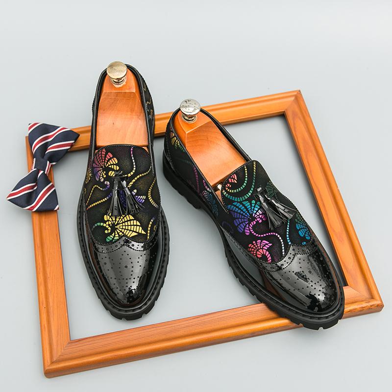 

Мода Новые Мужские Остроносые Кисточки Комбинированная Лоскутная Повседневная Обувь на Платформе Мужская Свадебная Обувь для Выпускного Вечера Zapatos Hombre 38