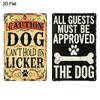 2Pcs Funny Dog Themed Aluminum Signs, Humorous Quote Wall Decor with Dog Sayings. Cute Warning Plaque for Living Room, Garage and Home Decoration