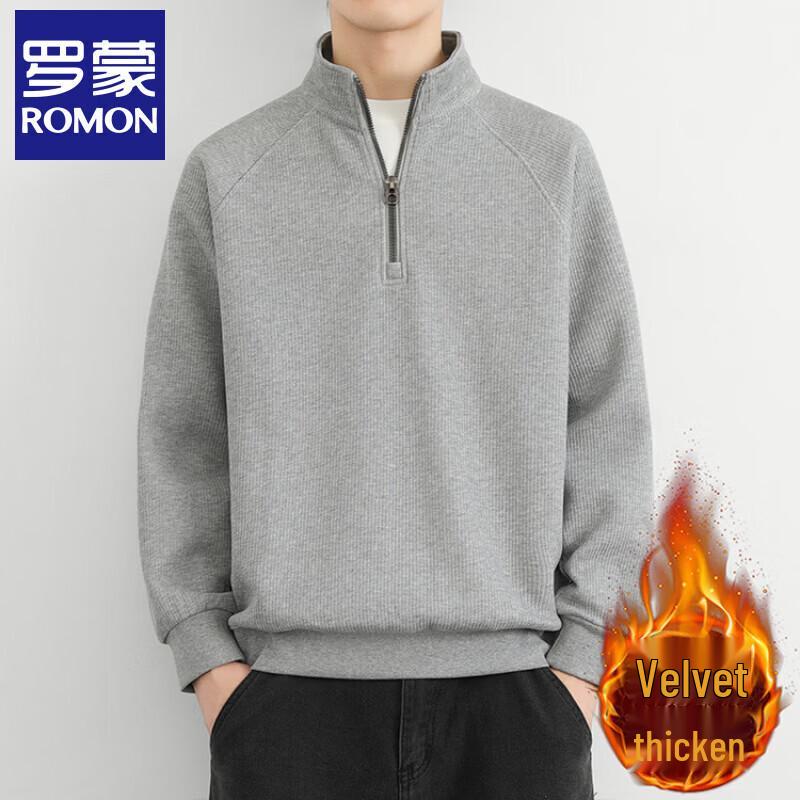 Romon Men s Half-Zip Mock Neck Sweatshirt M