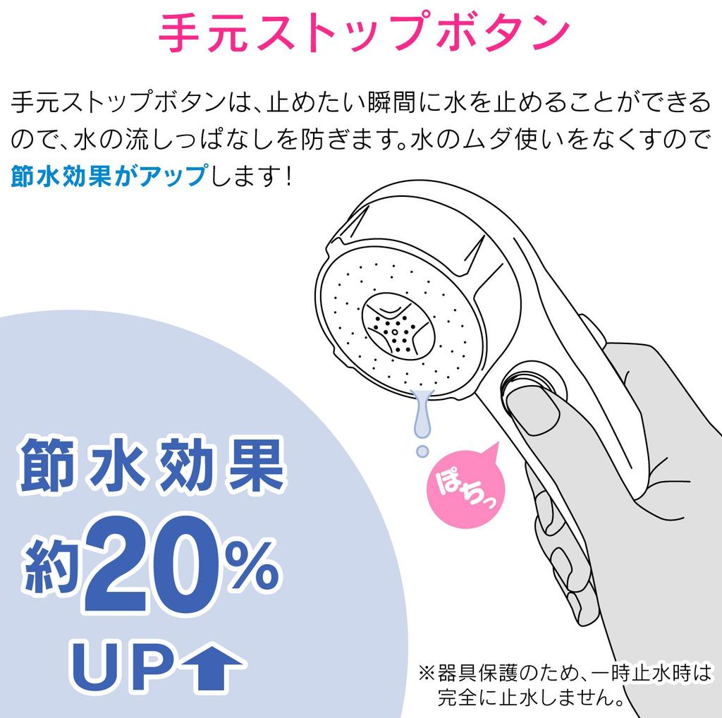 Gaona Magicayo Ariene Shower Head, Clear Stop (Jet Flow, Easy Cleaning, 30% Water Saving, Low Water Pressure Compatible) GA-FC028