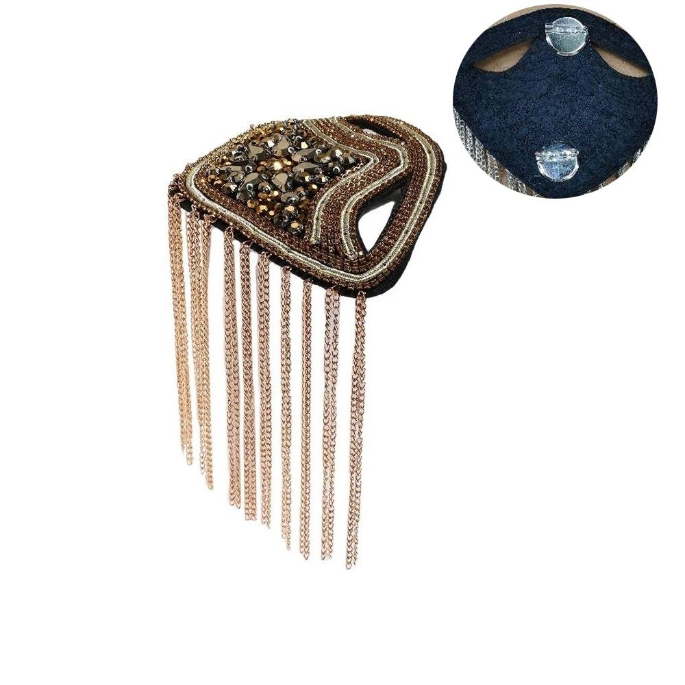 1PC Beaded Decoration Tassel Epaulette Sparkling Shoulder Brooch Pin  Clothing Decoration