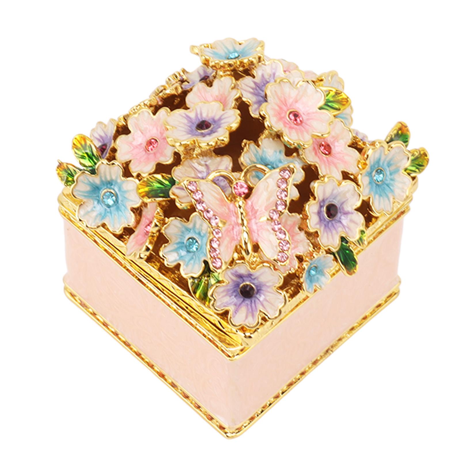 

Шкатулка для украшений Сплав цинка Винтажный дизайн Кейс для хранения ювелирных изделий Размер с ладонь для серег ожерелья