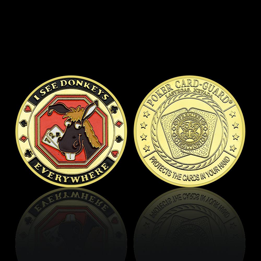 Poker chips, gold-plated commemorative coins, smiling faces, Las Vegas lucky medals, badges, children s gifts