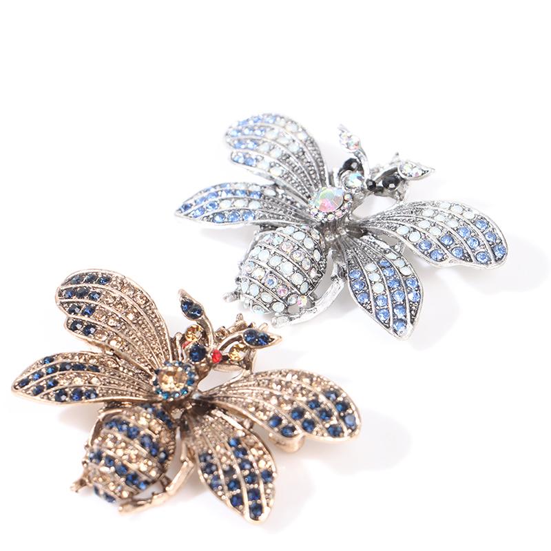 Rhinestone Bee Insect Brooches Vintage Metal Pin Scarf Clip Clothes Accessories