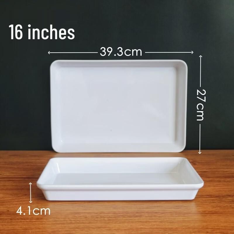 Hanyou White Melamine Rectangular Deep Serving Tray 16 inch