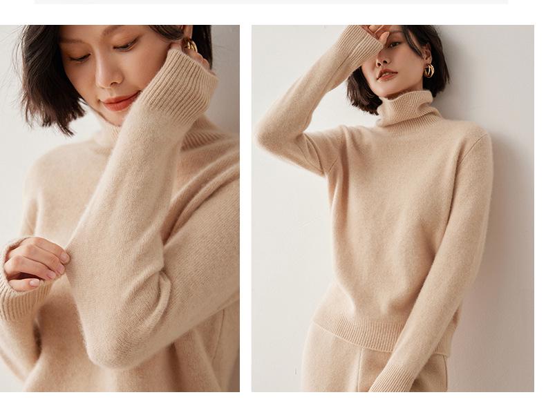 2024 Autumn/Winter Women's Cashmere High Neck Loose Knit Pullover