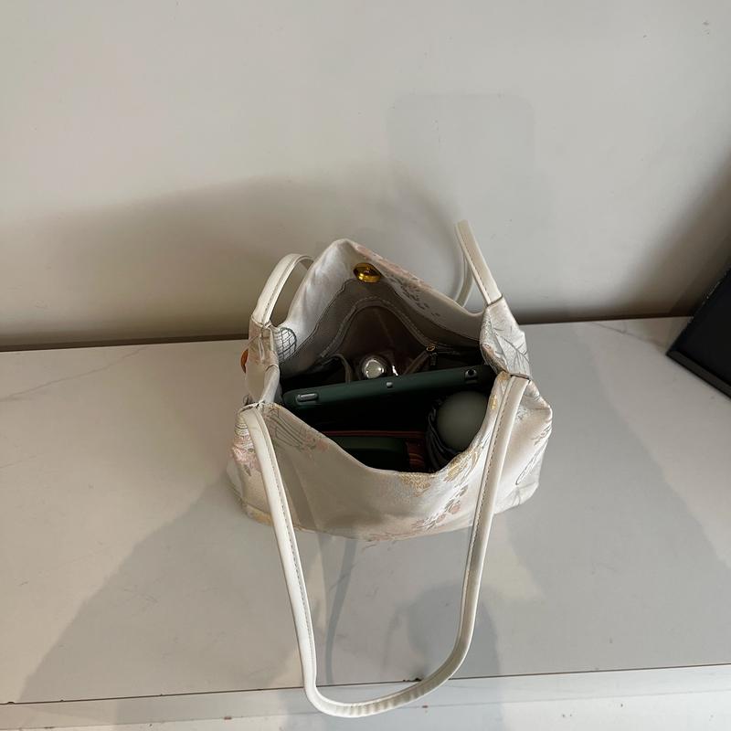 Embroidery Shoulder Bag Women's Underarm Bag Commuter Tote Bag