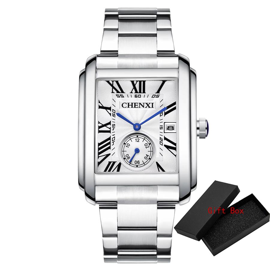 Luxury Top Brand Square Mens Wristwatches Unique Design Rose Gold Calendar Stop Watch Genuine Leather Quartz Business Male Clock