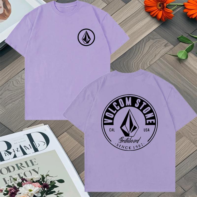 2025 New In Top Volcom Stone Double Sided Printed Oversized Tshirt Unisex Women 100 Cotton Crew Neck Short Sleeve Unisex Tshirts