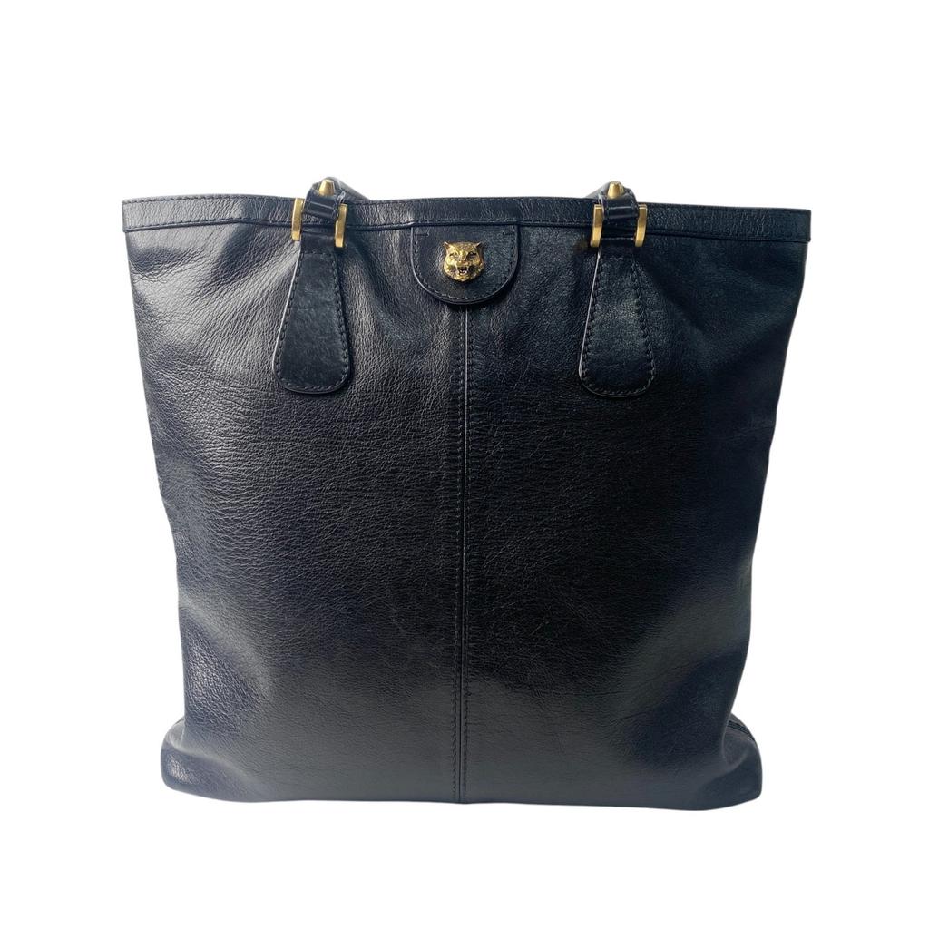 Used GUCCITote Bag Black/gold Leather Women