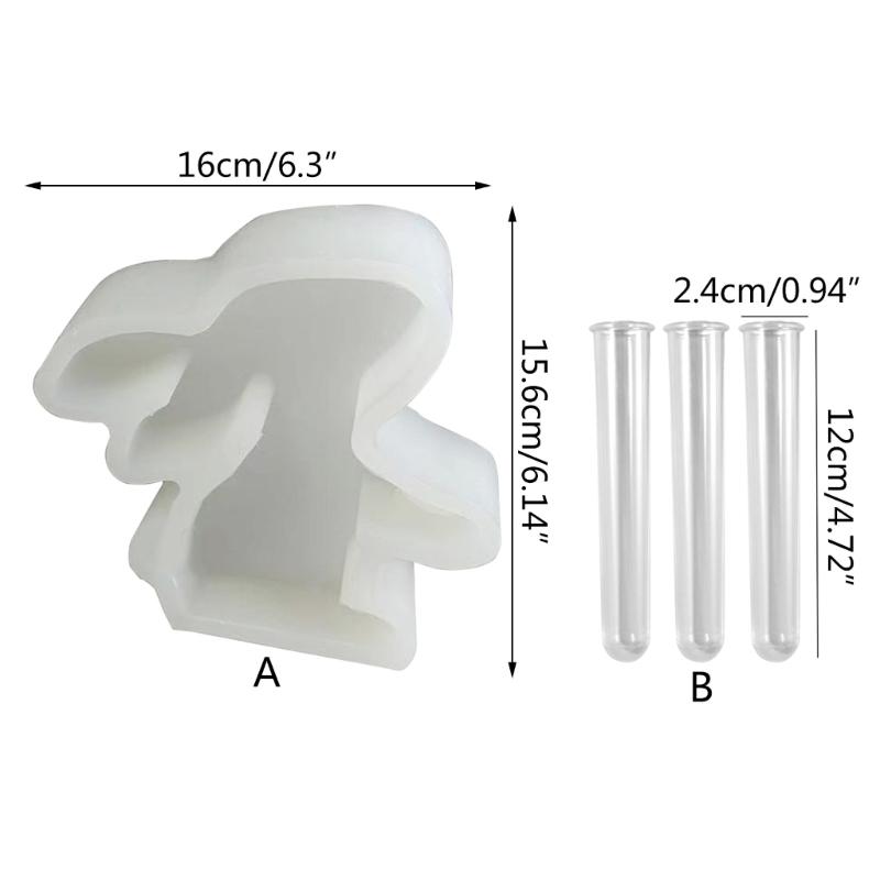 Easter Rabbit Flowerpot Vase Mold Hydroponic Plant Stand Silicone Mould Plaster Concrete Test Tube Flower Pots Molds Home
