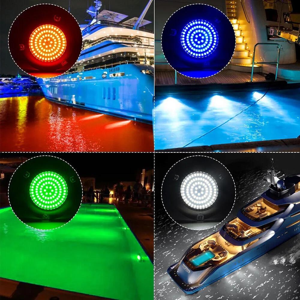 DC 12V 24V 45W Marine Boat LED Stern Light Round Stainless Steel LED Tail Lamp For Kayak Yacht Accessory Blue White Green Color