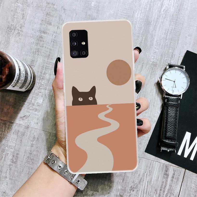 Abstraktní umění Kočka Hora Fudži Japonsko Krajina Pouzdro na telefon Pro Samsung Galaxy A12 A22 A32 A42 A52 A72 A51 A71 5G A41 A31 A21 A02S