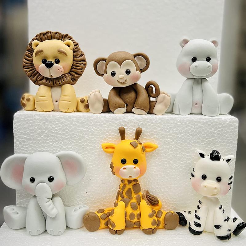 Jungle Theme Animal Fondant Silicone Mold Elephant Sugarcraft Birthday Cake Decoration Tools Giraffe Monkey Zebra Cupcake Topper