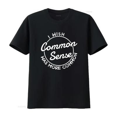 I Wish Common Sense Was More Print T Shirt for Fashion Casual Vintage Washed Top For Everyday Wear Designer Clothes Soft