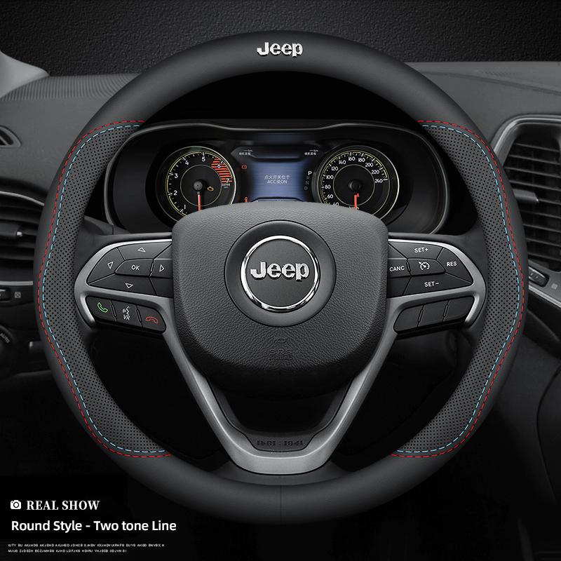 Sticker Car Steering Wheel Cover Carbon Fiber Leather Anti Slip Accessories For Jeep Wrangler JK Gladiator Renegade Cherokee