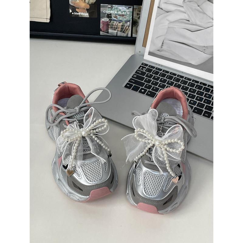 Spring New Platform Pearl Lace Sports Dad Shoes 1772B