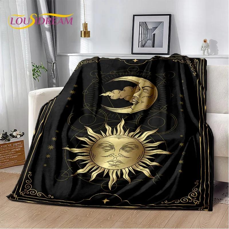 Mysterious Tarot Sun Moon Mandala Magic Soft Flannel Blanket for Beds Bedroom Sofa Picnic,Throw Blanket for Outdoor Leisure Gift