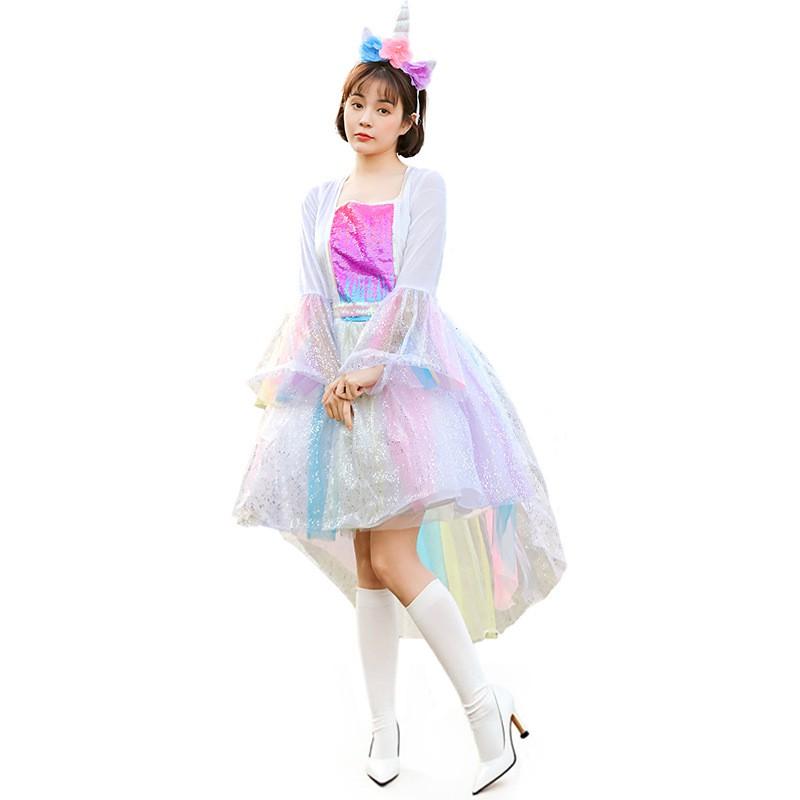 Kostium na imprezę Halloweenową dla dziewczynek My Little Pony Jednorożec Tęczowa Sukienka Strój Cosplay