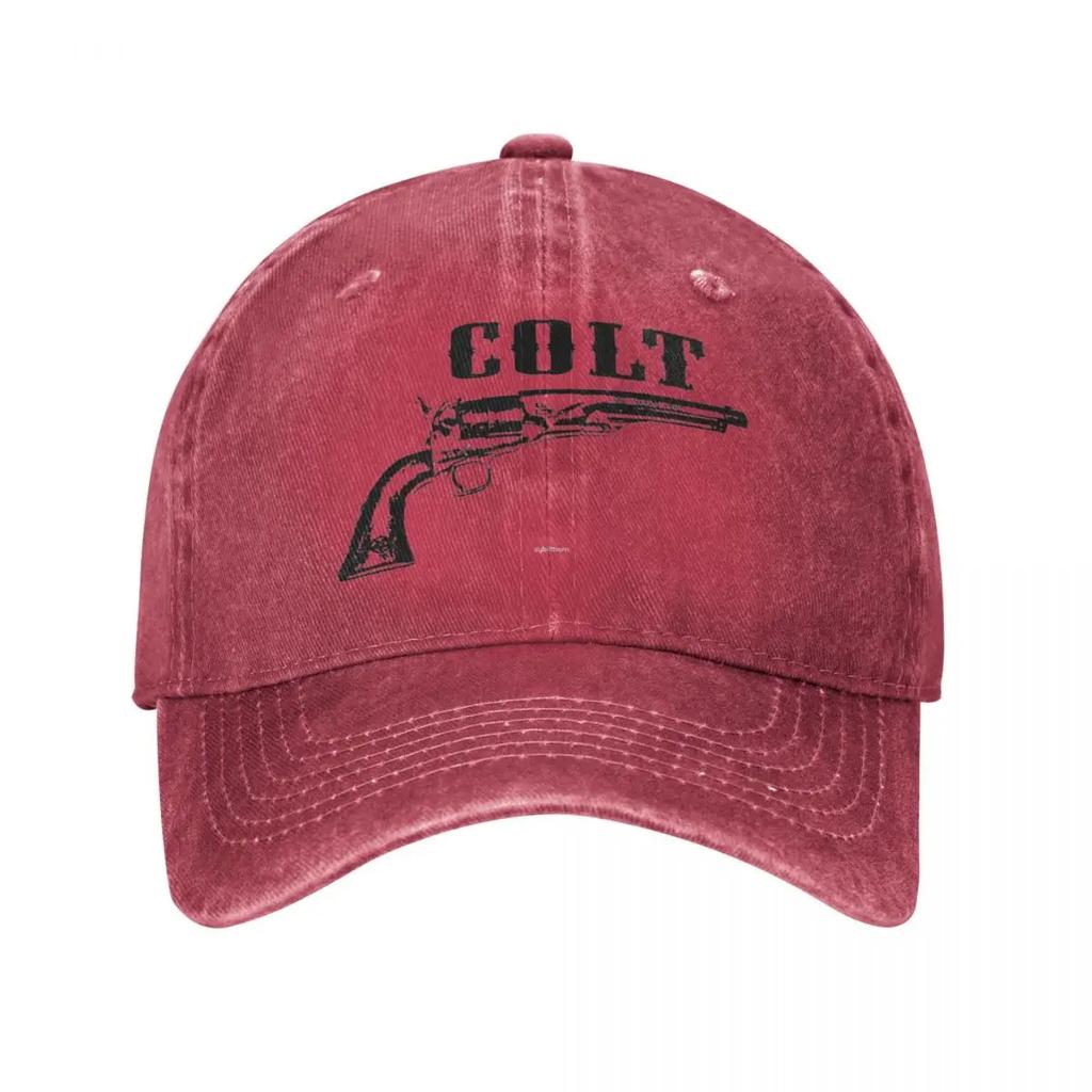 Vintage Colt Handfeuerwaffe Baseballkappe Unisex Distressed Gewaschene Snapback-Mütze Schusswaffen Outdoor Sommer Unstrukturierte Weiche Hüte Kappe
