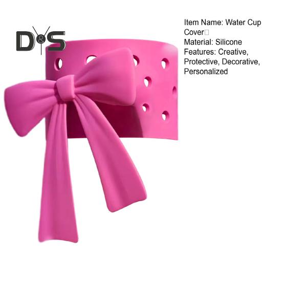 Water Cup Boot Sleeve for Quencher Adventure Tumbler 40oz DIY Decoration Reusable Silicone Bottle Cover with Bow Decoration Carrying Handle Strap