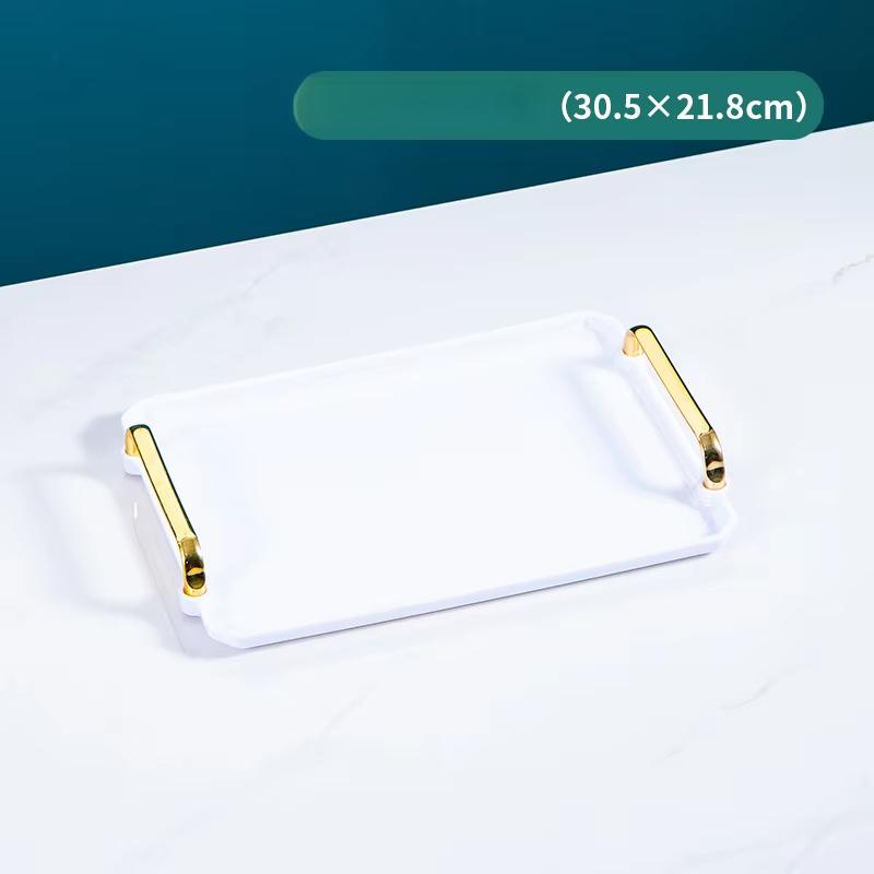 Rectangular Light Luxury European Acrylic Decorative Rectangular with Handle Household Tableware Tray