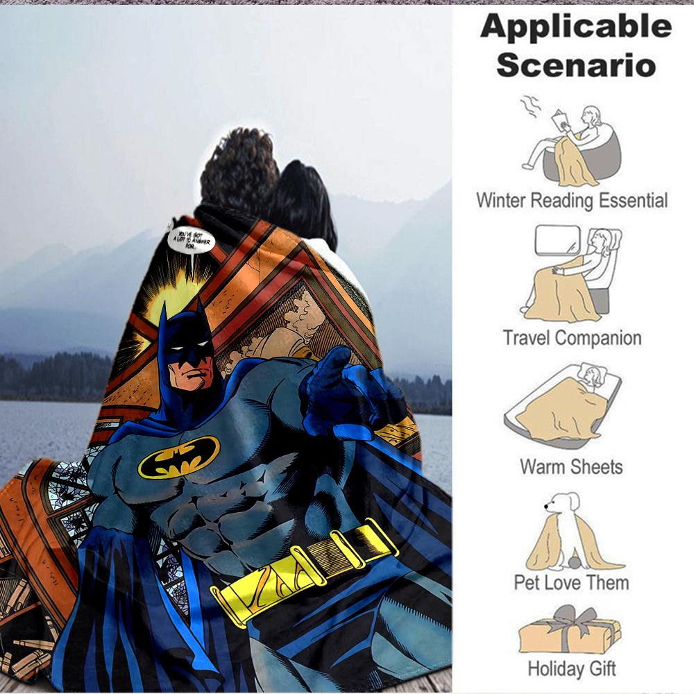 1pc Batman, Superhero Blanket Lightweight Flannel Throw For Sofa, Bed, Travel, Camping, Livingroom, Office, Couch, Chair, And Bed