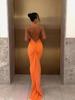 Rochie Maxi Bodycon Ruched Fără Spate cu Gât Legat, pentru Femei, Primăvară/Vară 2026, pentru Vacanță și Plajă.