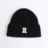 Wool hat women's autumn and winter new letter R standard knitted hat flanged ear protection warm Internet celebrity cold hat tide