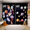 Cartoon Universe Curtains Astronaut Spaceship Rocket Moon Alien Children's Room Children's Bedroom 3D Printing Curtains 2PCS
