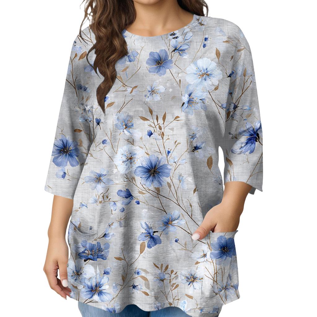 Dámska módna blúzka s potlačou a krátkym rukávom vo veľkosti Plus Size pre elegantné dochádzanie do práce a bežné nosenie