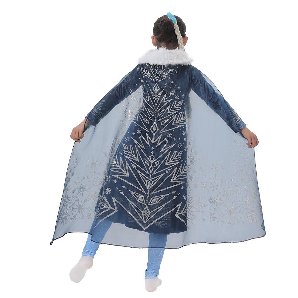 Halloween Elsa Princess Dress with Fur Collar for Girls