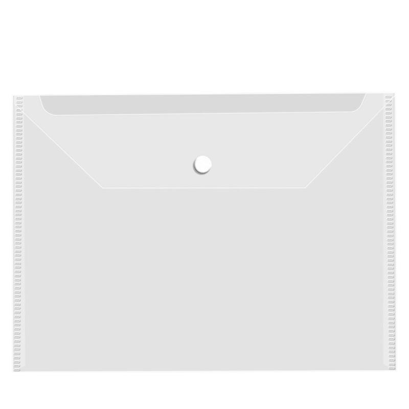 A4 Transparent Thick File Bag with Snap Button for Student Papers and Albums