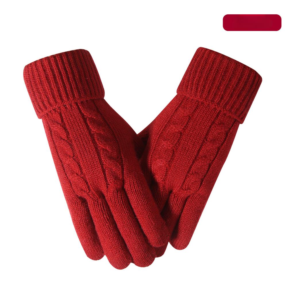 Winter Women Knit Gloves Fleece Lined Thick Warm Gloves Outdoor Riding Touchscreen Gloves